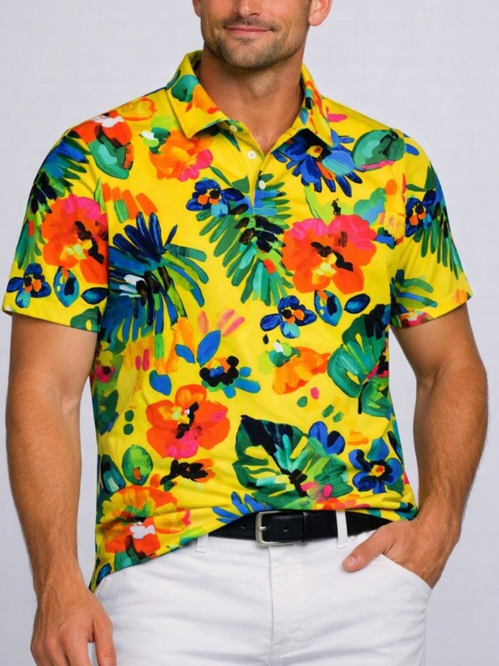 Polo Ralph Lauren Classic Fit Resort Style Polo Shirt Floral Motif Men's Size XL